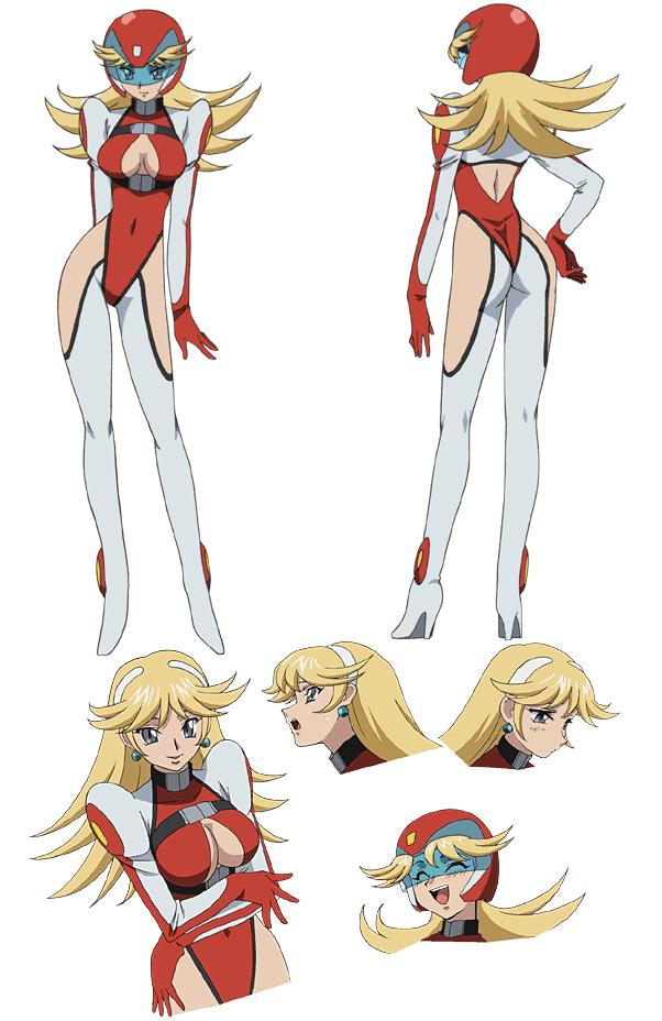 ellis valentine, shinkon gattai godannar!!, concept art, tagme, 00s, blonde hair, breasts, grey eyes, high heels