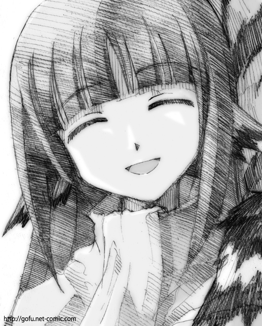 gofu, yuzuha (utawarerumono), utawarerumono, traditional media, 00s, 1girl, female focus, greyscale, monochrome, portrait, simple background, sketch, solo