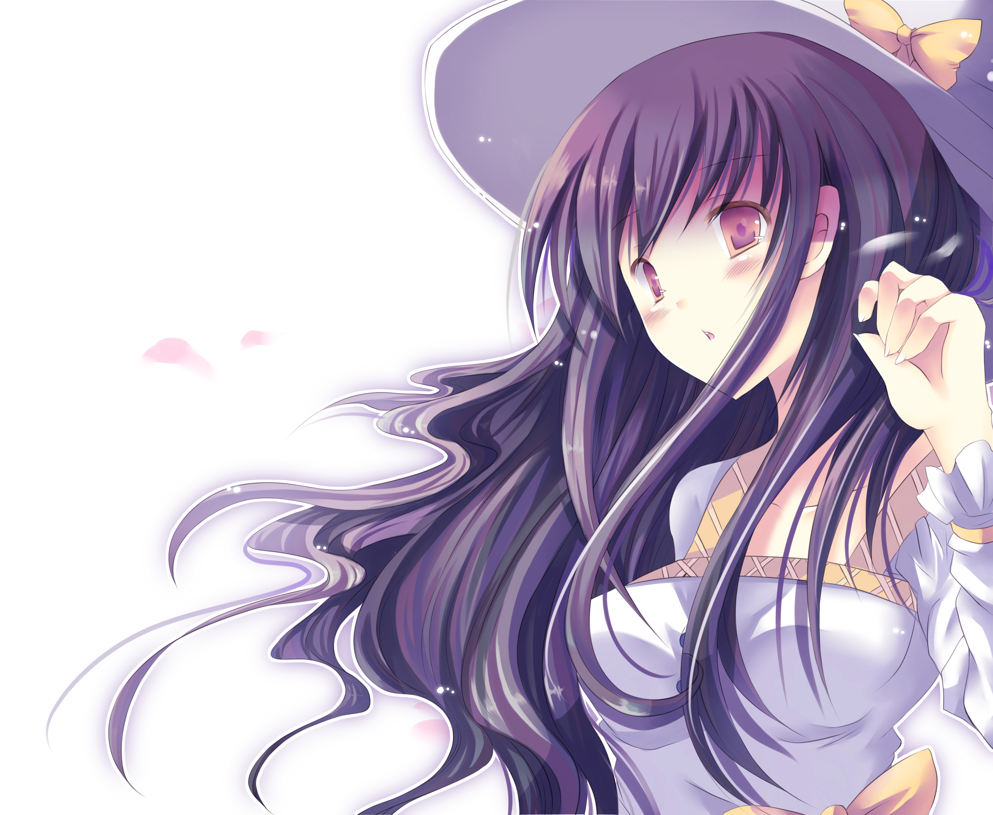 hazakura matsuri, s haz m, original, absurdres, highres, 1girl, blush, female focus, hat, long hair, purple eyes, purple hair, solo