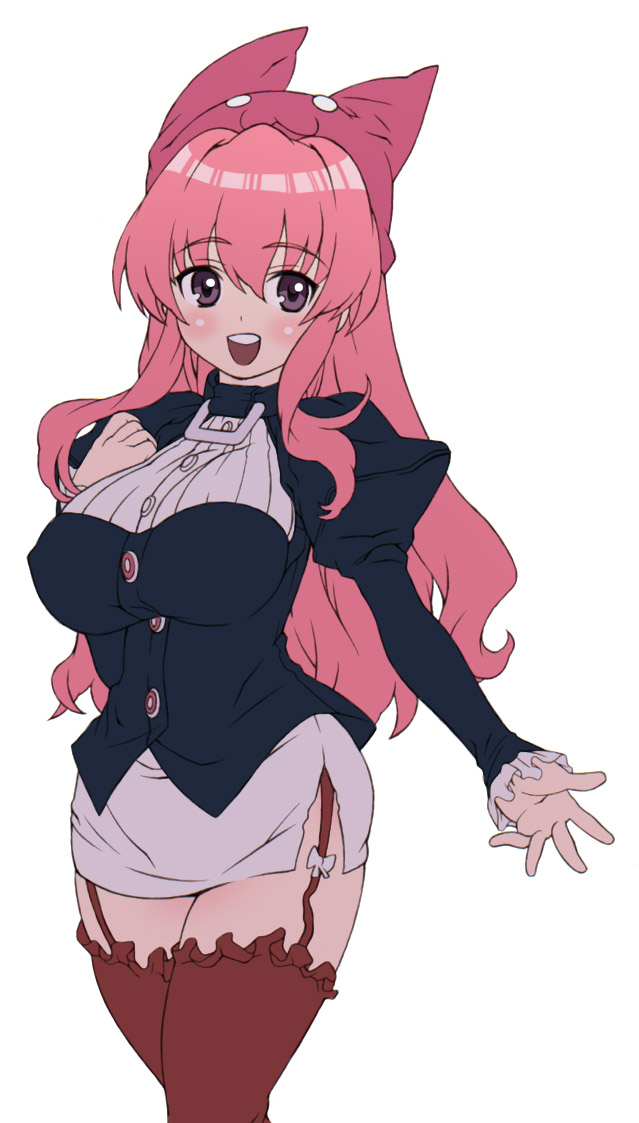 kei (bekei), reangel, garter belt, garter straps, long hair, pink hair, side slit, solo, thighhighs