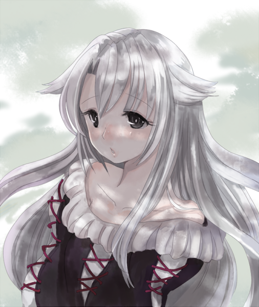 akai tori, original, silver hair, bad id, bad pixiv id, tagme, blush, grey eyes, solo