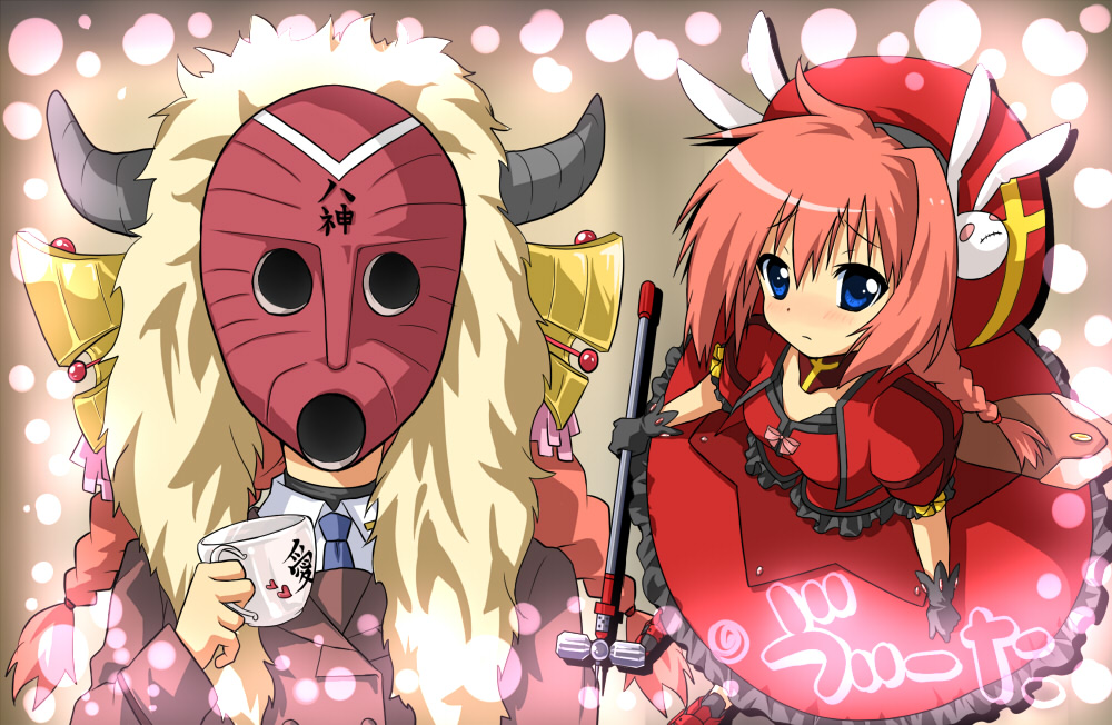 467 (artist), sanada asami, vita (nanoha), yagami hayate, yamanaka sawako, k-on!, lyrical nanoha, mahou shoujo lyrical nanoha, mahou shoujo lyrical nanoha strikers, bad id, bad pixiv id, death devil (k-on!), parody, voice actor connection