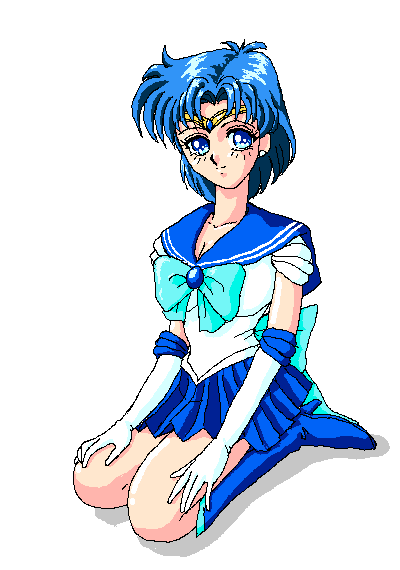 mizuno ami, sailor mercury, bishoujo senshi sailor moon, animated, animated gif, 1990s (style), 1girl, blue eyes, blue hair, blush, boots, breast expansion, breasts, choker, earrings, elbow gloves, embarrassed, female focus, gloves, jewelry, knee boots, large breasts, matching hair/eyes, retro artstyle, short hair, solo, tiara