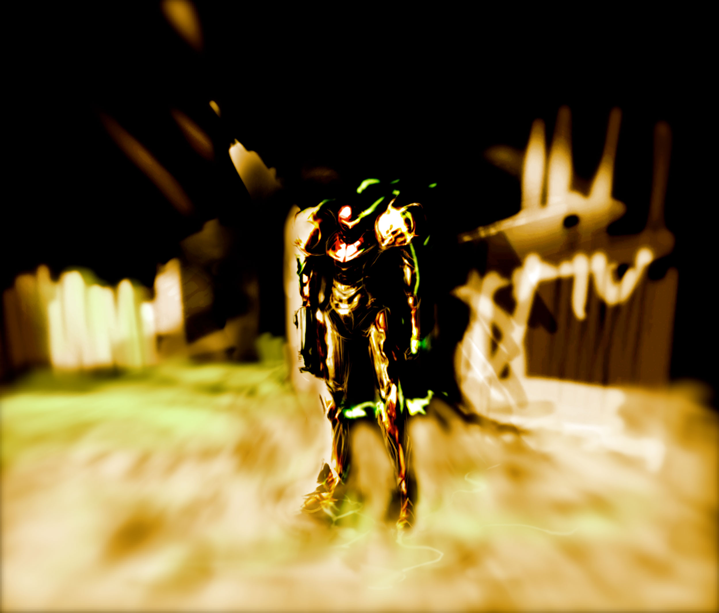 nanatsuki sousuke, samus aran, metroid, nintendo, highres, 1girl, armor, female focus, power suit (metroid), solo, varia suit