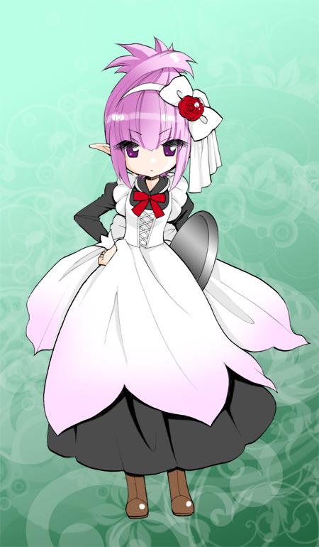 xxsaakoxx, original, bow, hair bow, maid, pink eyes, pink hair, solo