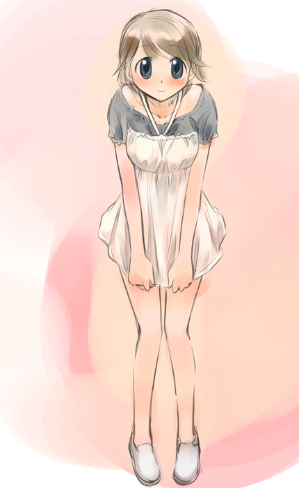 ikeda jun (mizutamari), original, tagme, blue eyes, blush, brown hair, short hair, solo