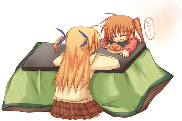 yagino koneroku, takamachi nanoha, vivio, lyrical nanoha, mahou shoujo lyrical nanoha, mahou shoujo lyrical nanoha strikers, mahou shoujo lyrical nanoha vivid, bad id, bad pixiv id, 00s, 10s, child, kotatsu, nanokan, role reversal, table, time paradox