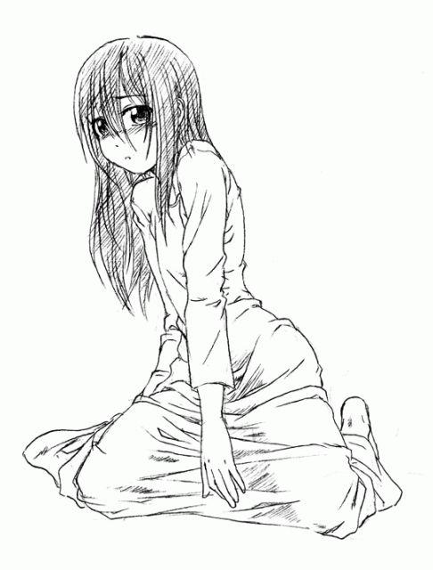 yamamura sadako, the ring, 1girl, barefoot, blush, female focus, kneeling, long hair, monochrome, solo, spread legs