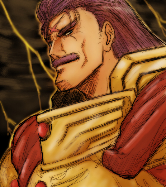 wolfgang krauser, fatal fury, snk, the king of fighters, armor, facial hair, mustache, purple hair