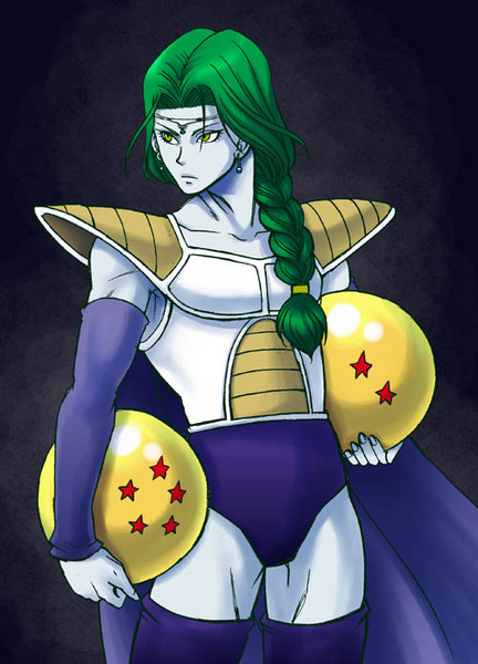 zarbon, dragon ball, dragonball z, armor, blue skin, colored skin, dragon ball (object), green hair