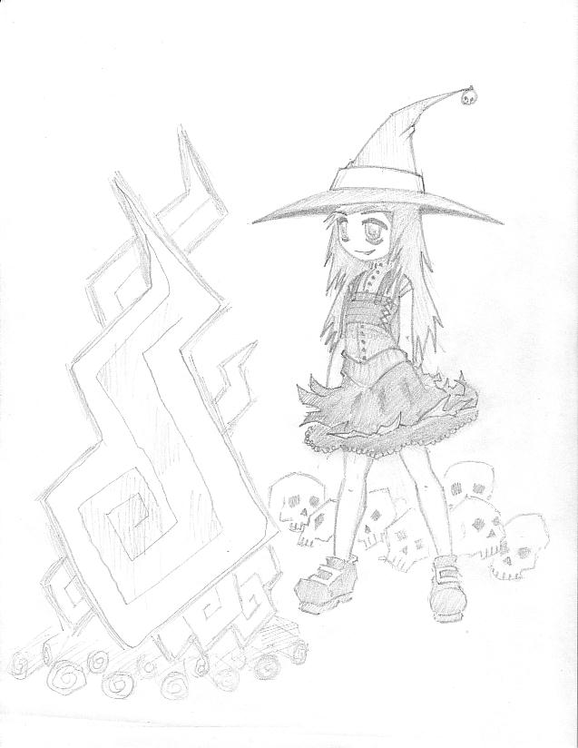 4stray, fire, halloween, loli, skull, thighhighs, witch