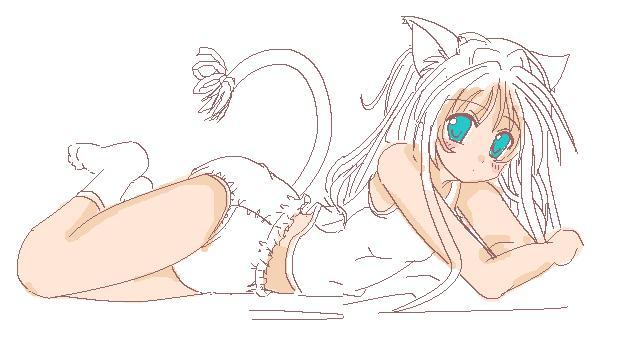 1girl, animal ears, cat, cat ears, cat tail, diaper, female focus, lying, solo, tail, white background