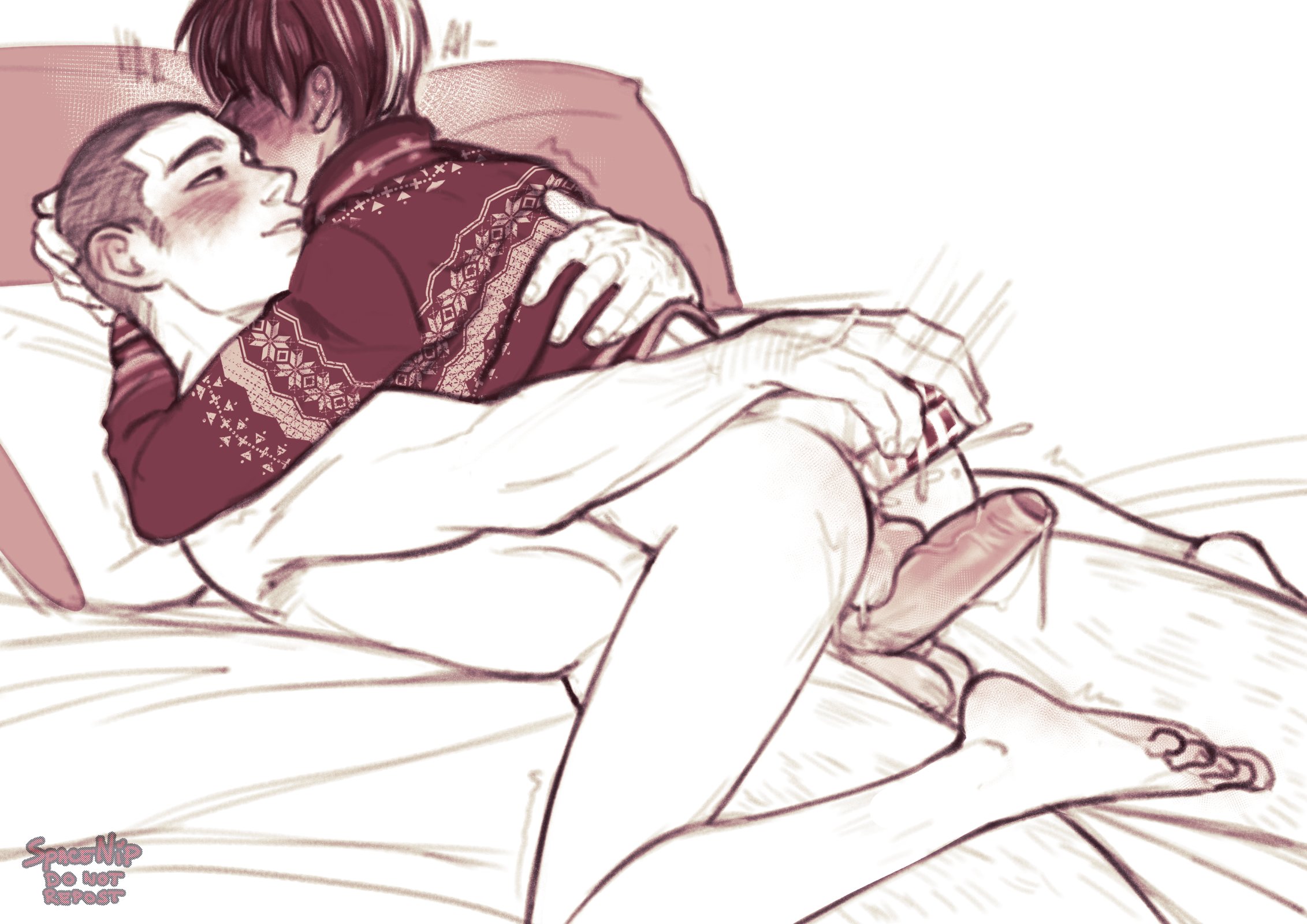 spacenipnops, todoroki shoto, yoarashi inasa, boku no hero academia, highres, 2boys, anal, anal object insertion, ass, candy, candy cane, erection, food, leg hair, monochrome, multiple boys, object insertion, penis, precum, shaved head, testicles, toes, yaoi