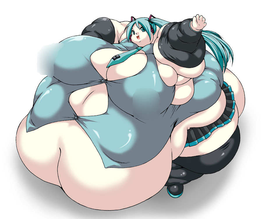hatsune miku, vocaloid, butter ball, fat, obese