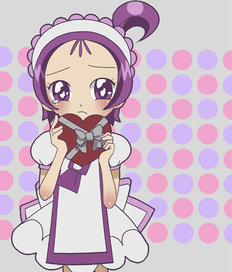 segawa onpu, ojamajo doremi, child, embarrassed, polka dot, solo, tears, valentine, waitress