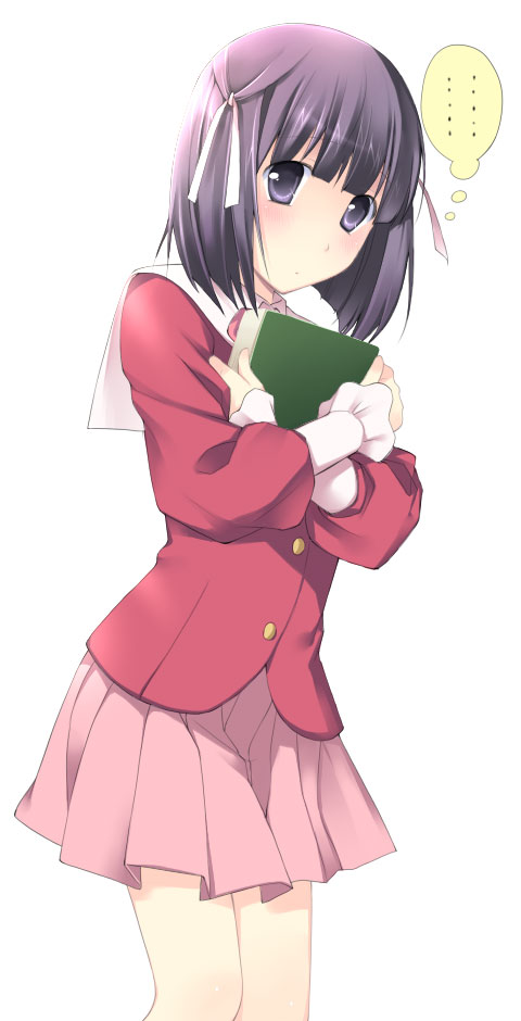 chany, shiomiya shiori, kami nomi zo shiru sekai, 1girl, book, female focus, school uniform, solo, speech bubble, white background