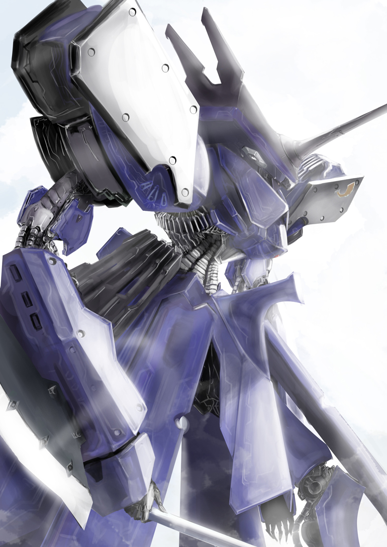 led mirage babirons, five star stories, armor, helmet, machinery, mecha, mortar headd, no humans, robot, weapon