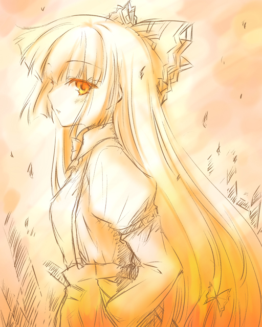 iseno yajin, fujiwara no mokou, touhou, 1girl, female focus, long hair, solo, very long hair