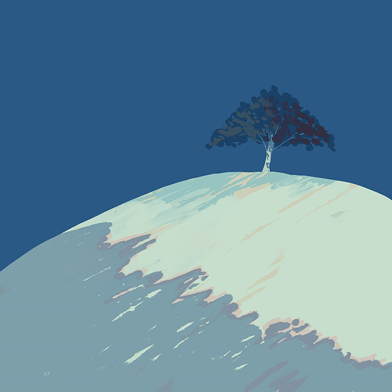 bangqiao yan, original, birch tree, blue sky, clear sky, day, hill, no humans, scenery, sky, tree