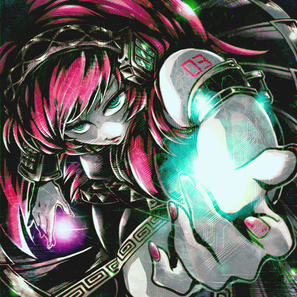 oitan, megurine luka, vocaloid, bad id, bad pixiv id, 1girl, aqua eyes, female focus, headphones, long hair, nail polish, pink hair, pink nails, solo