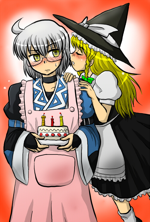 enokuma uuta, kirisame marisa, morichika rinnosuke, curiosities of lotus asia, touhou, 1boy, 1girl, blonde hair, couple, hetero