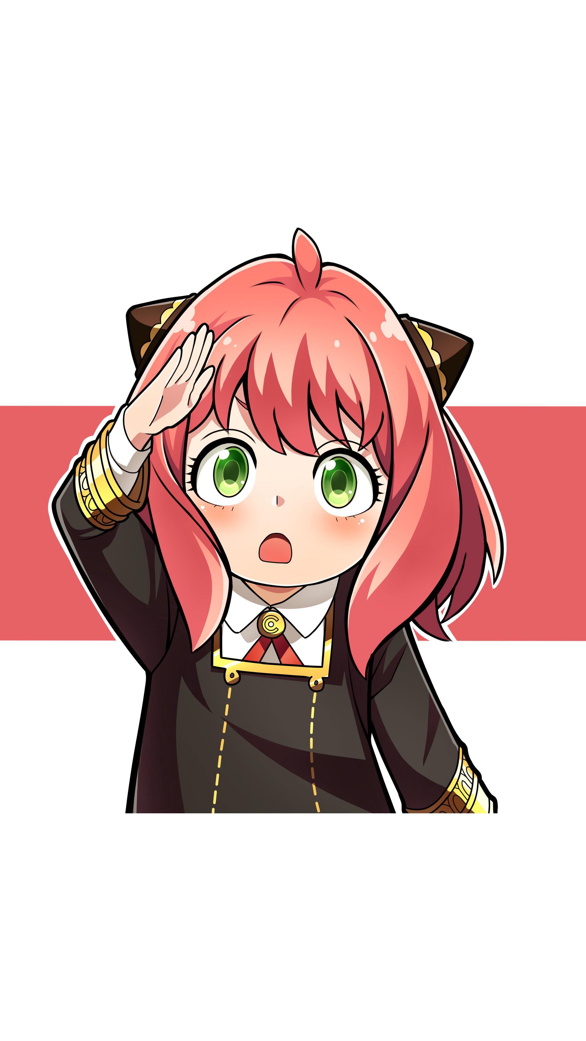 anya (spy x family), spy x family, absurdres, commentary, english commentary, highres, 1girl, black dress, dress, eden academy school uniform, eyebrows hidden by hair, green eyes, hairpods, heyreza.art, open mouth, pink hair, school uniform, solo, upper body