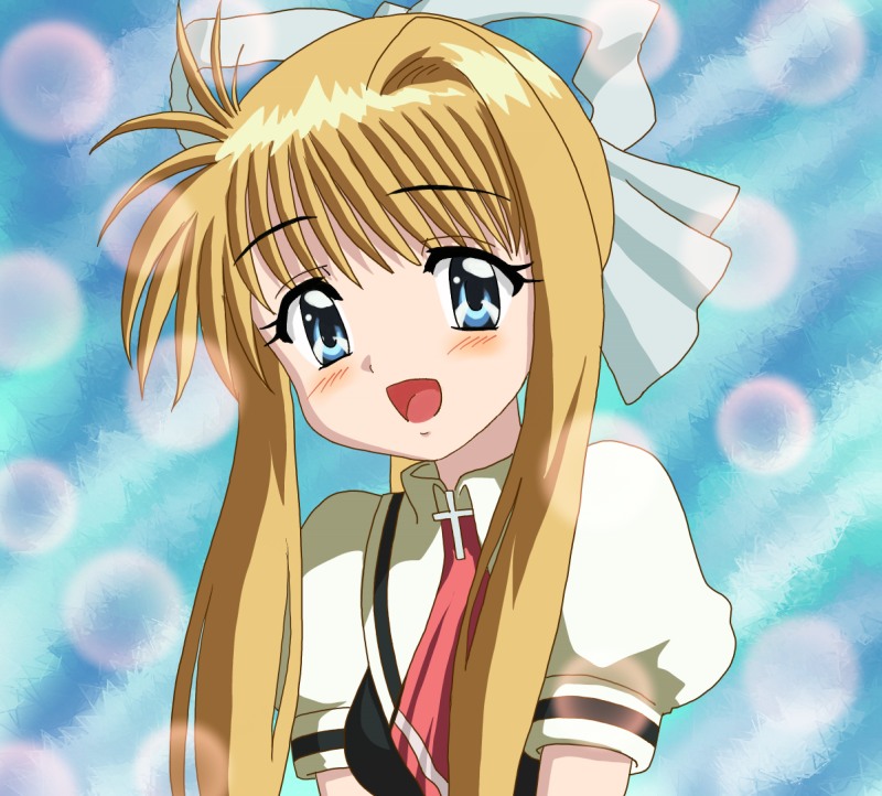 chunpai, kamio misuzu, air (visual novel), 00s, 1girl, blonde hair, blue eyes, female focus, long hair, ponytail, school uniform, solo