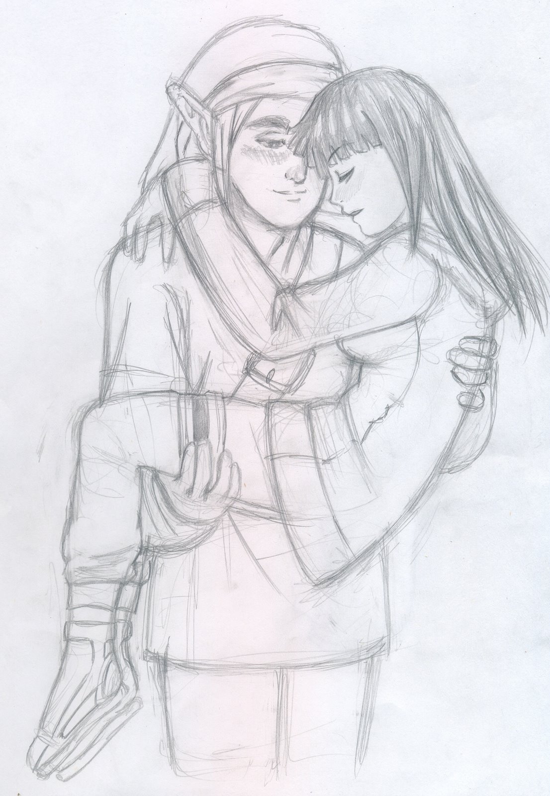 hyuuga hinata, link, princess zelda, the legend of zelda, naruto, highres, crossover, links property