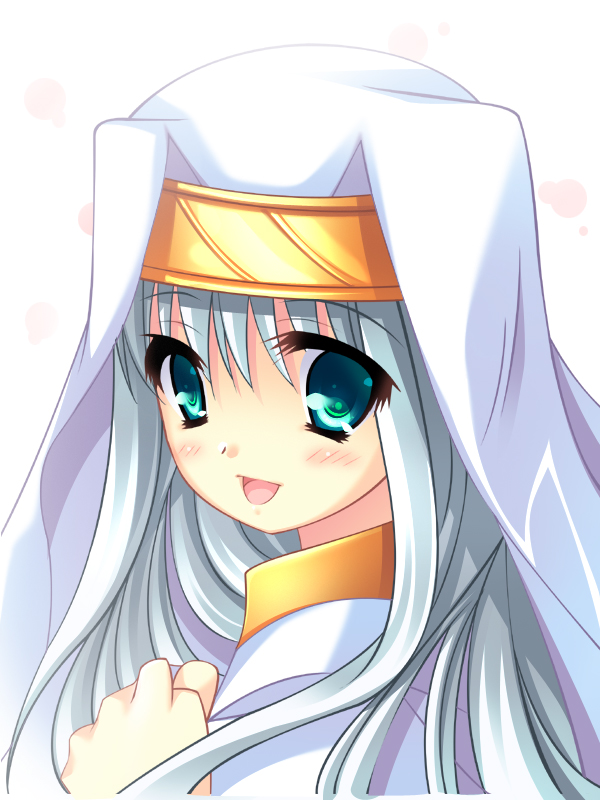 hatiware, index (toaru majutsu no index), toaru majutsu no index, bad id, bad pixiv id, 00s, blush, green eyes, long hair, nun, open mouth, smile, solo, white hair