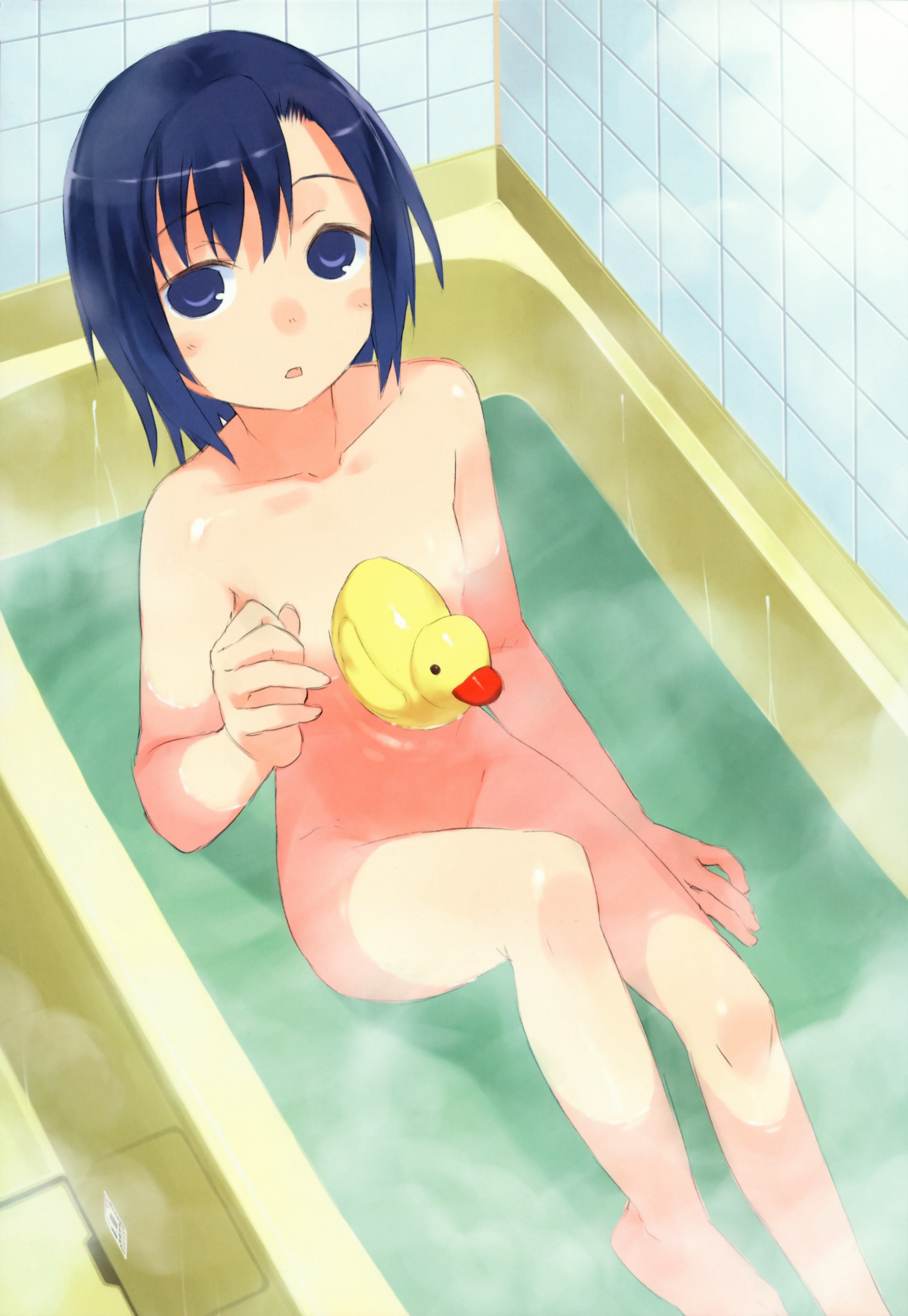 yasu, absurdres, highres, 1girl, bath, bathroom, female focus, flat chest, loli, nude, solo, steam