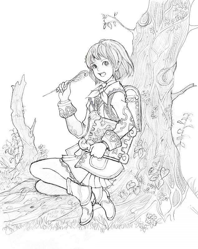 tia (avalon code), avalon code, tagme, book, short hair, sitting, tree