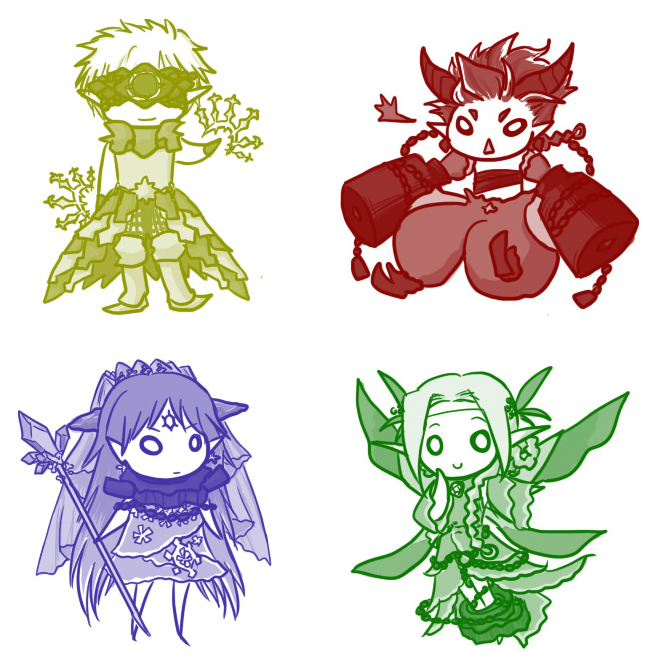 mieli, neaki, rempo, ur, avalon code, :>, chain, chibi, collar, fairy, fairy wings, long hair, o o, pointy ears, short hair, wings
