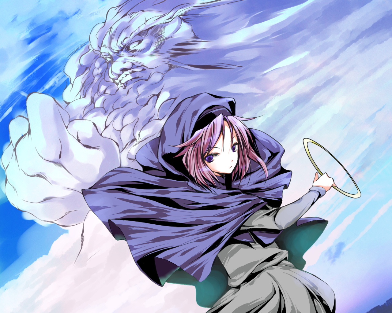 atoshi, kumoi ichirin, unzan, touhou, bad id, bad pixiv id, 1girl, bracelet, female focus, hood, jewelry, ring, solo