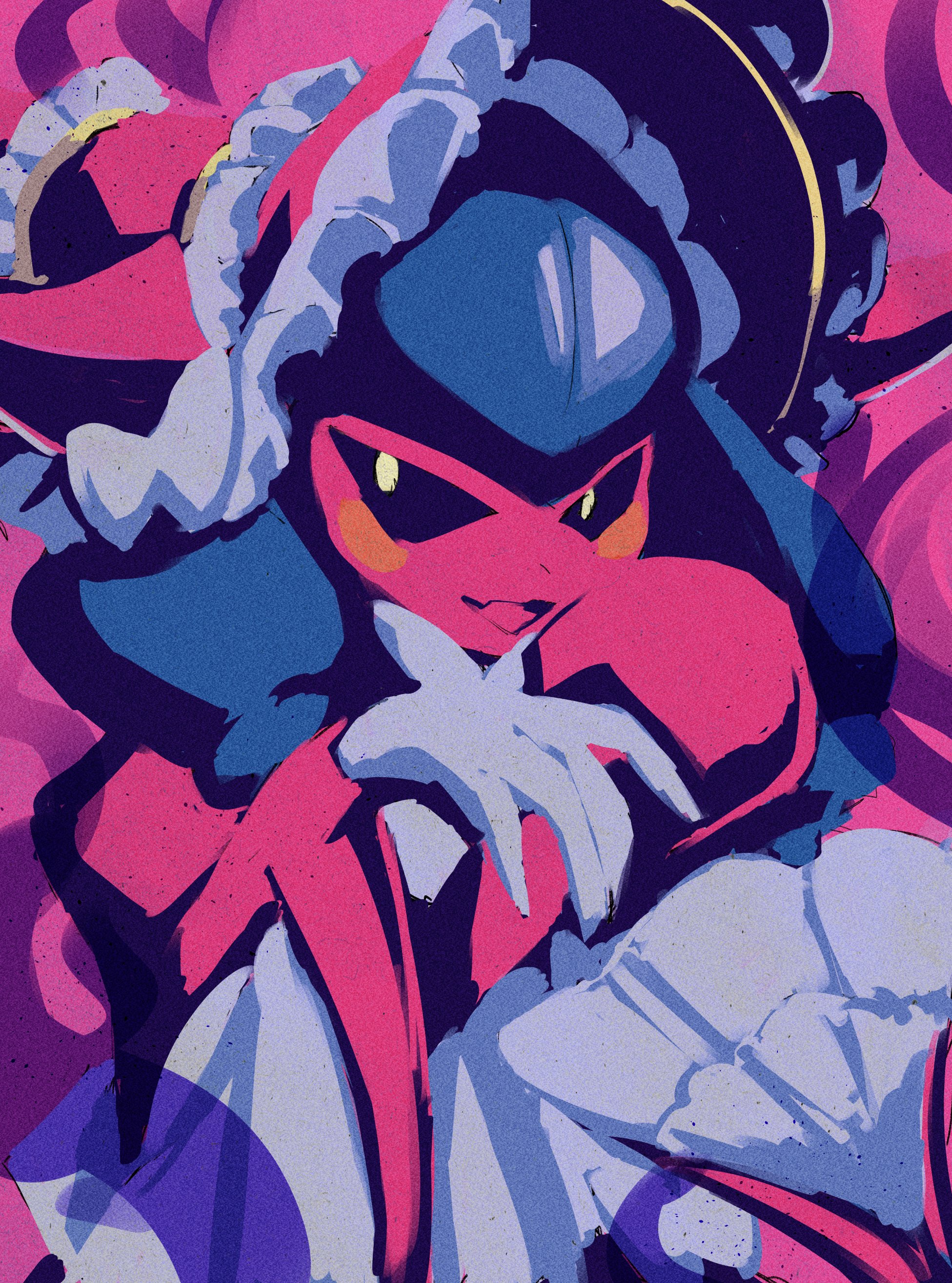 lamiamon, digimon, black sclera, blue hair, colored sclera, digimon (creature), hat, horns, lamia, lawuchi, long hair, monster girl, ribbon, yellow eyes