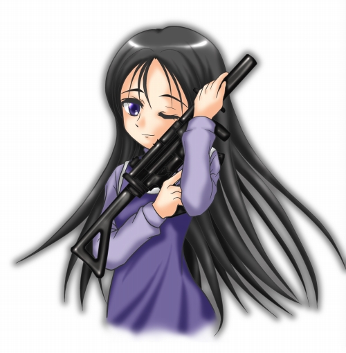 claes, gunslinger girl, 00s, gun, hug, long hair, weapon