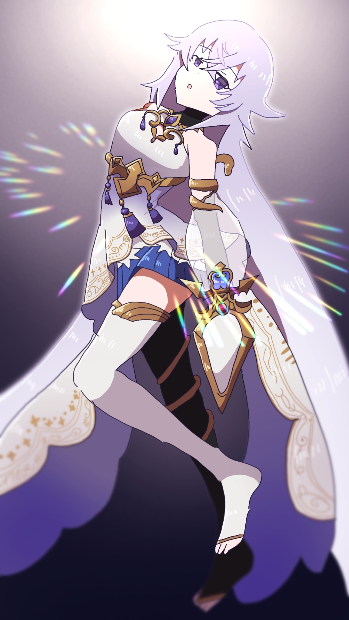 magic mirror (grimms notes), grimms notes, bad id, bad twitter id, 1girl, full body, kagami sei no kote (grimms notes), looking at viewer, purple eyes, purple hair, snmegp, solo