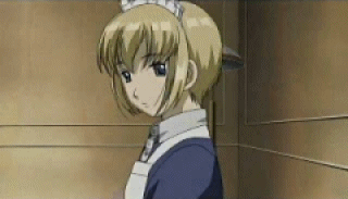 rico (gunslinger girl), gunslinger girl, animated, animated gif, lowres, 00s, blonde hair, gun, maid, weapon