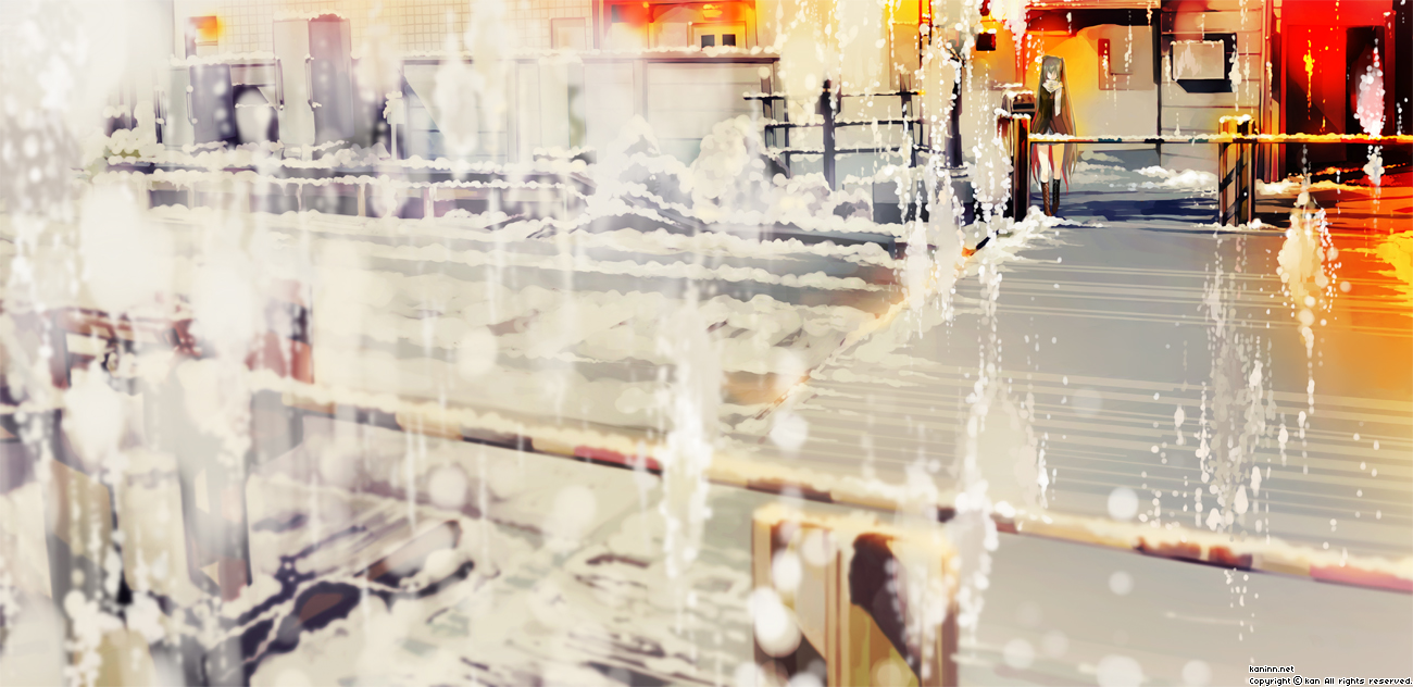 kaninn, hatsune miku, hajimete no koi ga owaru toki (vocaloid), vocaloid, bad id, bad pixiv id, black boots, boots, long hair, miniskirt, outdoors, scarf, skirt, snow, solo, standing, very long hair, winter