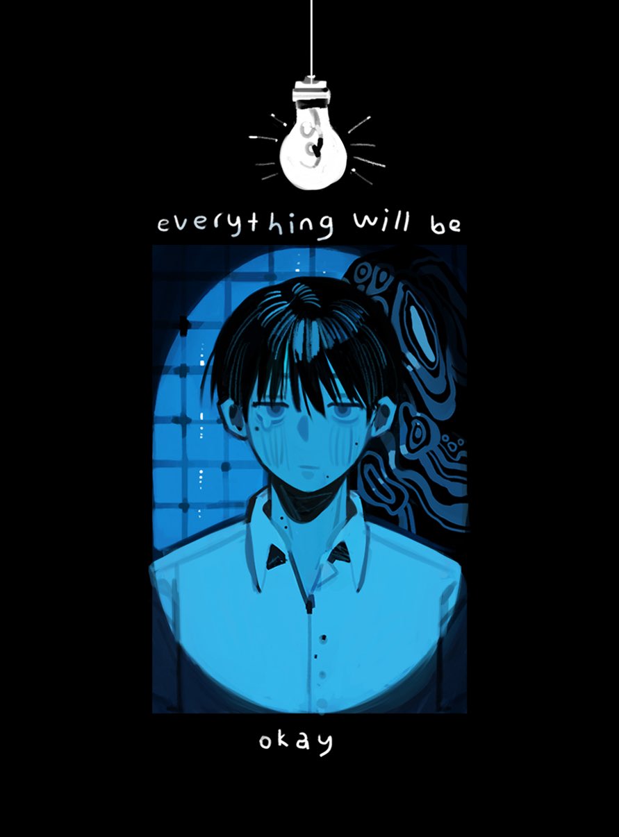 0waff537, tsujinaka yoshiki, hikaru ga shinda natsu, omori, highres, 1boy, black hair, collared shirt, english text, light bulb, looking at viewer, male focus, mole, mole on neck, mole under eye, mole under mouth, shirt, short hair, solo, upper body, white shirt