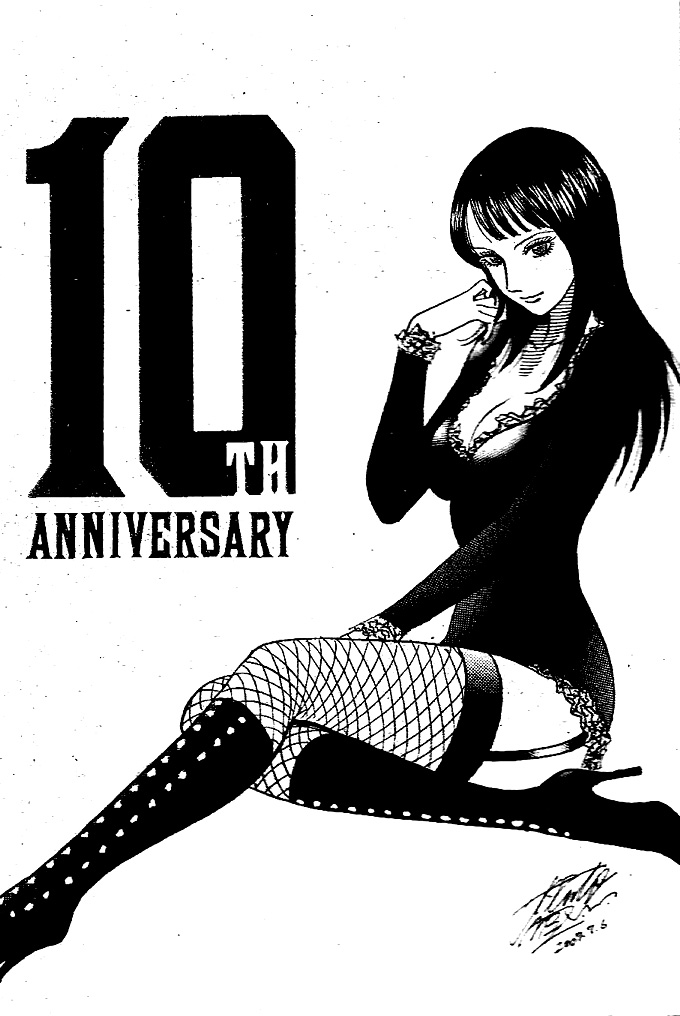 haruto umezawa, nico robin, nico robin (thriller bark), one piece, 1girl, black hair, boots, breasts, cleavage, female focus, fishnet thighhighs, fishnets, greyscale, high heels, large breasts, long hair, monochrome, solo, stiletto heels, thighhighs, thriller bark