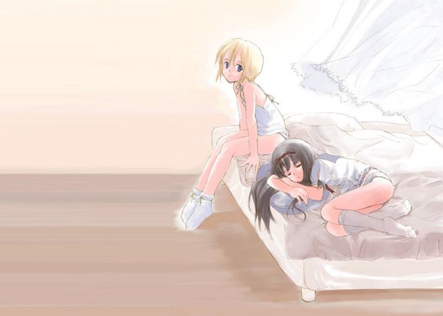 angelica (gunslinger girl), rico (gunslinger girl), gunslinger girl, tagme, 00s, bed, sleeping, socks