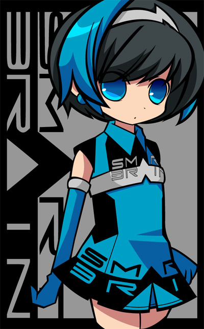 syno, smart lady, kamen rider, kamen rider 555, bad id, bad pixiv id, 1girl, blue eyes, earrings, elbow gloves, female focus, gloves, jewelry, multicolored hair, solo, two-tone hair