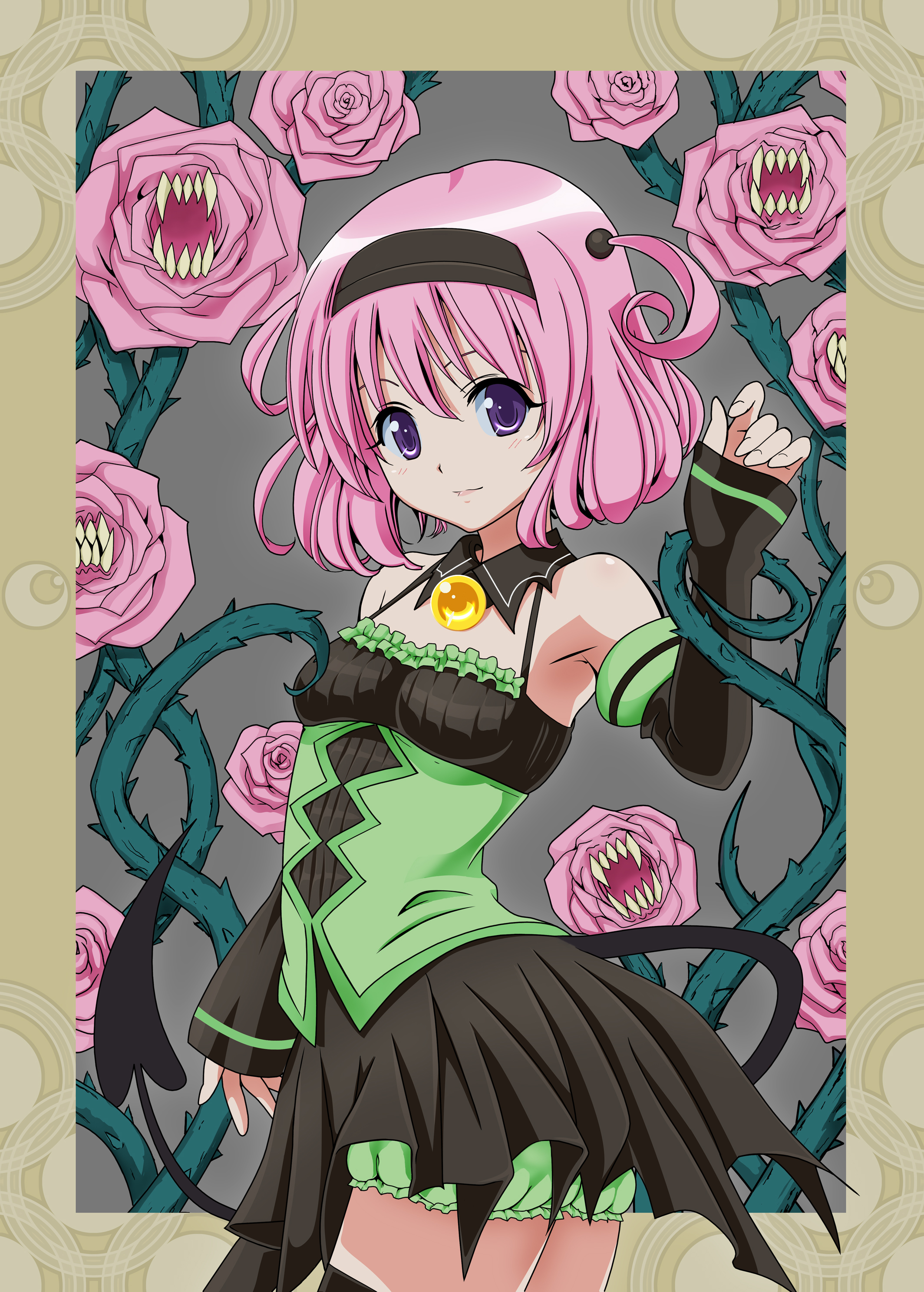 momo velia deviluke, to love-ru, absurdres, highres, 00s, detached sleeves, hairband, pink hair, purple eyes, short hair