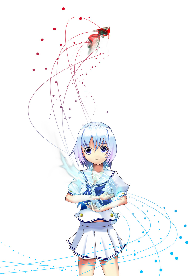 marble (pixiv), marble (pixiv34840), original, bad id, bad pixiv id, blue eyes, blue hair, school uniform, serafuku, short hair, solo