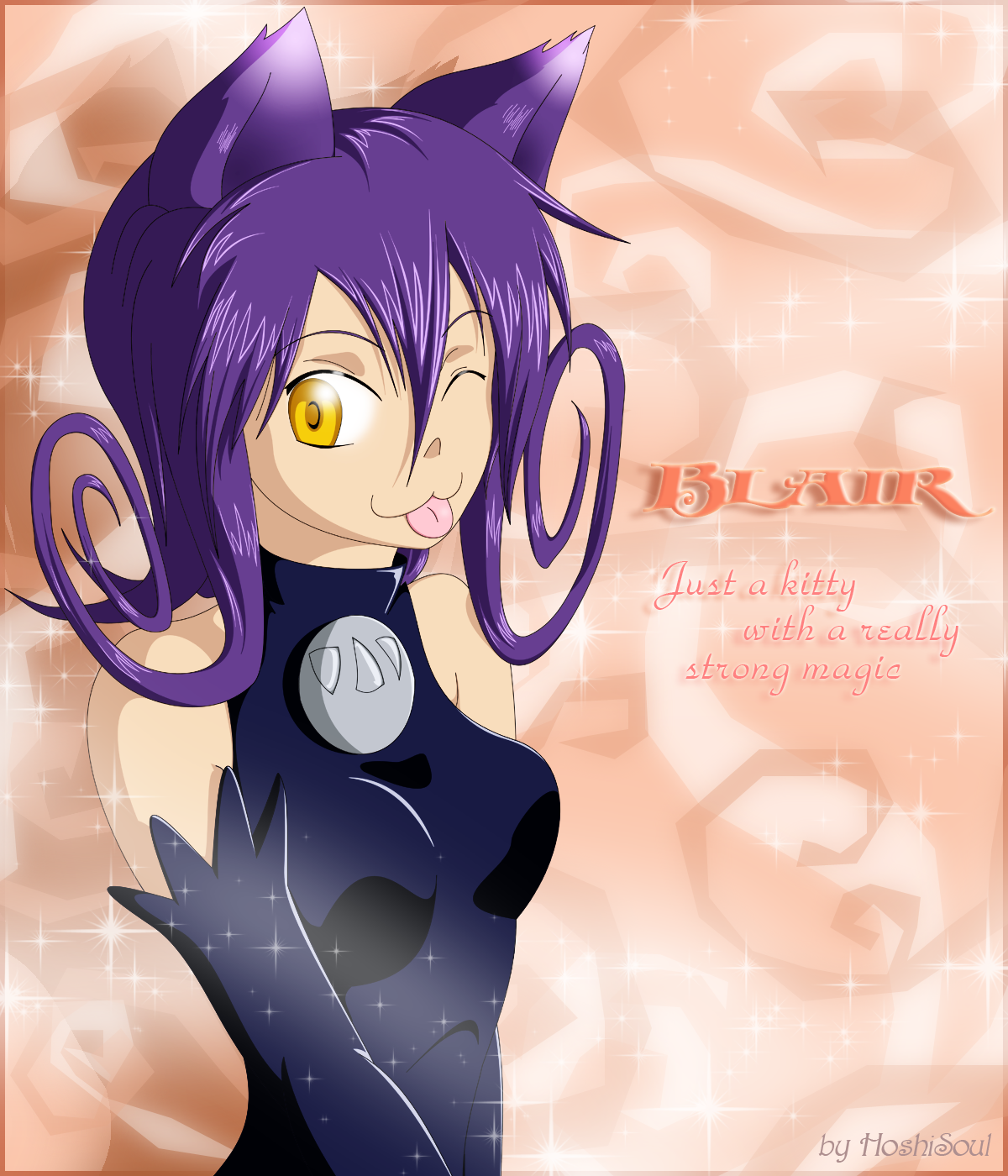 blair (soul eater), soul eater, highres, tagme, 00s, animal ears, short hair, solo, yellow eyes