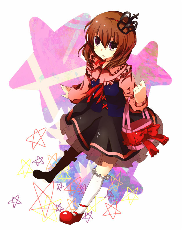 misumi (msm952), misumi (pixiv365611), ushiromiya maria, umineko no naku koro ni, bad id, bad pixiv id, 00s, 1girl, bag, brown hair, child, crown, elbow carry, female focus, handbag, mary janes, shoes, solo
