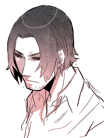 bantrain, togatsuko, gambit, marvel, x-men, black sclera, colored sclera, facial hair, male focus, simple background, sketch, stubble