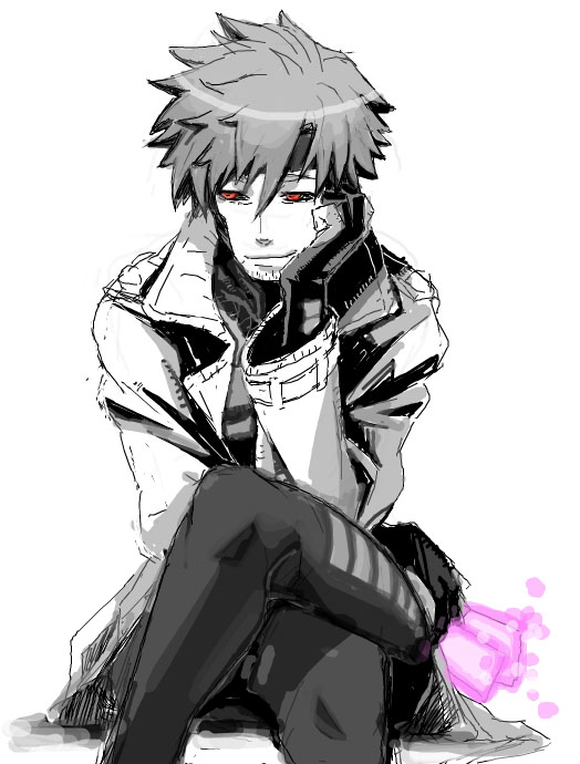 bantrain, togatsuko, gambit, marvel, x-men, 1boy, card, coat, crossed legs, male focus, red eyes, sketch, solo, trench coat