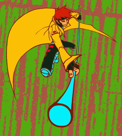 gambit, marvel, x-men, lowres, brown hair, coat, male focus, red eyes, staff, trench coat