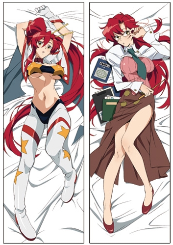 yoko littner, yomako, tengen toppa gurren lagann, lowres, 00s, 1girl, breasts, dakimakura (medium), female focus, full body, glasses, large breasts, multiple views, red hair, skirt, teacher, white background